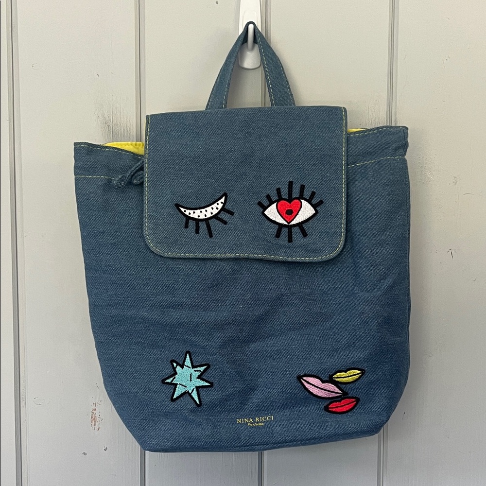 Nina Ricci Denim Back Pack Bag Blue